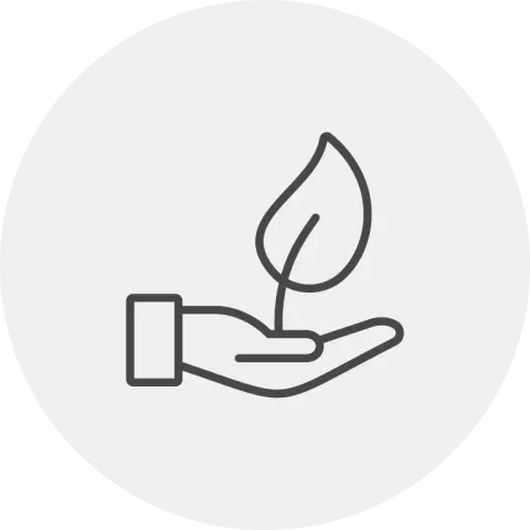 Hand holding a leaf icon